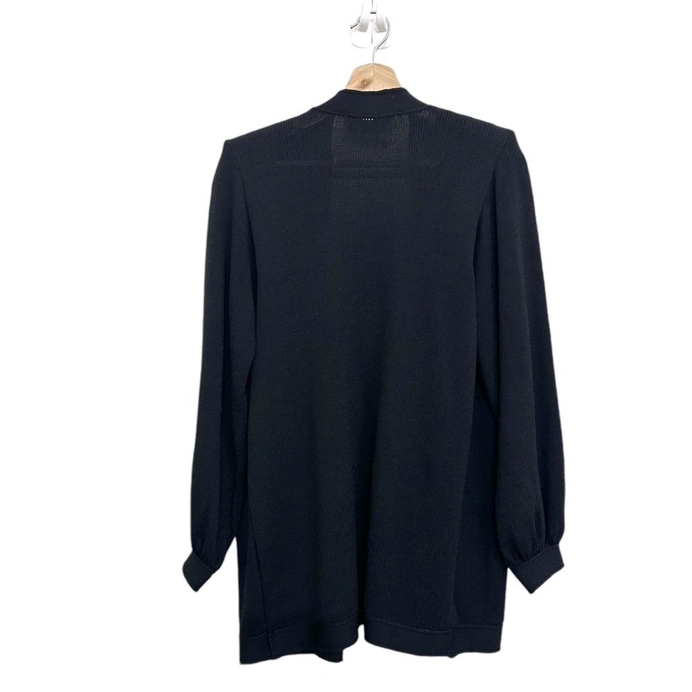 Vintage ST. JOHN Basics Santana Knit Open Front Long Cardigan in Black Sz S - Picture 6 of 16